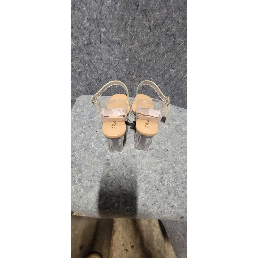 No Boundaries Women's Memory Foam Clear Heel Tan Size 11 Under 4